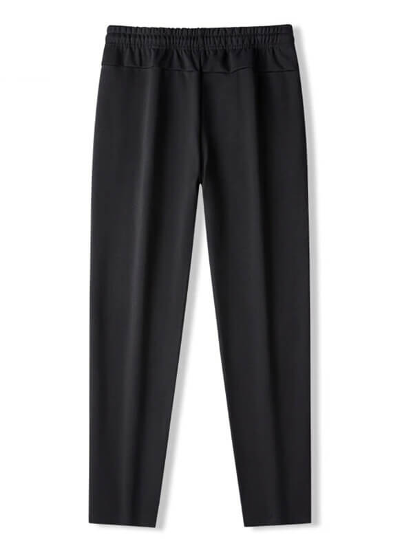 Casual men's thick pants, windproof and warm sportswear, featuring pockets, drawstring closure, and ankle-length fit in black.